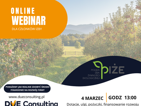 WEBINAR Z POLSKĄ IZBĄ ŻYWNOŚCI EKOLOGICZNEJ